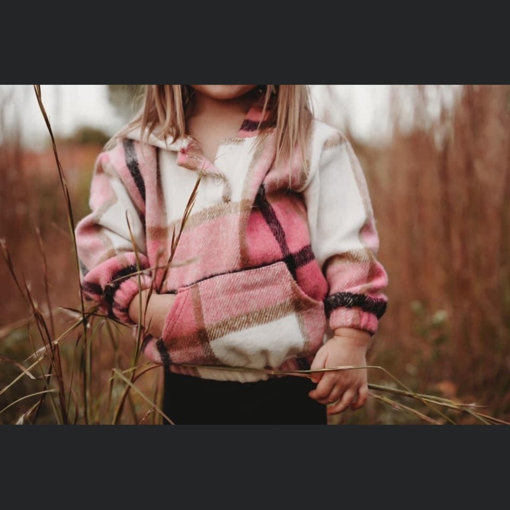 Flannel hooded pullover